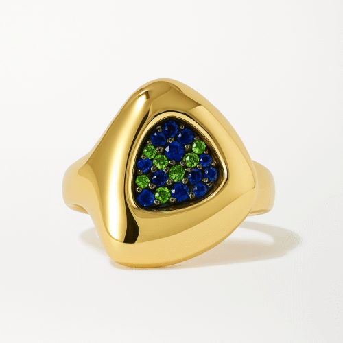 Aurora Bold 18K Gold Ring with Sapphire & Peridot Crystals