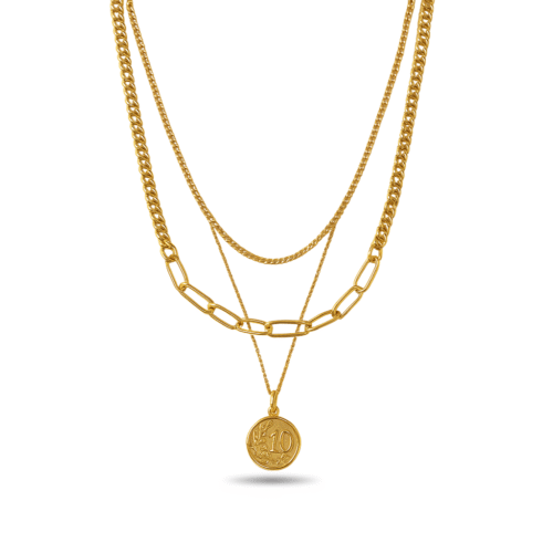 Vintage Coin Layered Gold Necklace