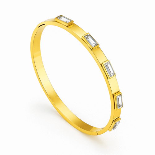 Inlay Crystal & Gold Bangle