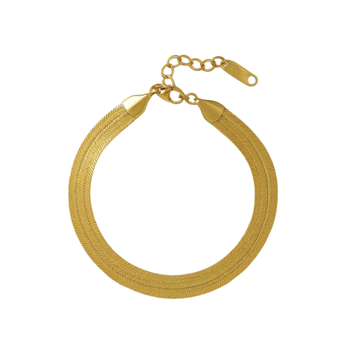 Gold Flat Three Layer Snake Bracelet
