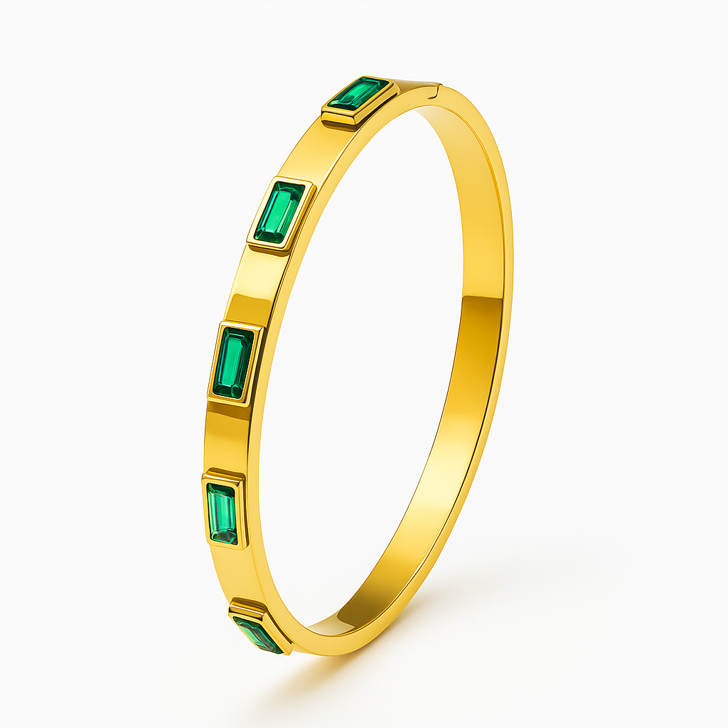 Green Baguette Cuff Bracelet