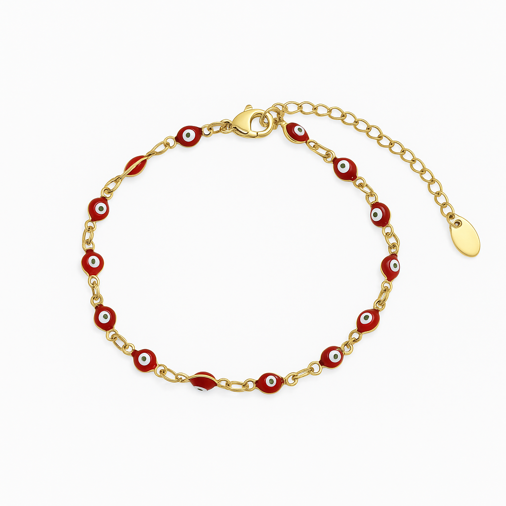 Ruby Red Evil Eye Bracelet