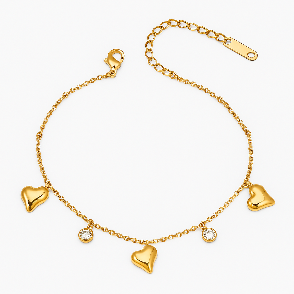 Heart & Crystal Charm Bracelet