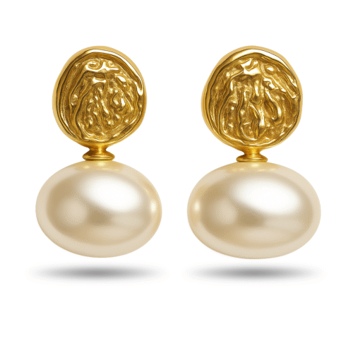 Molten Gold & Pearl Drop Earrings