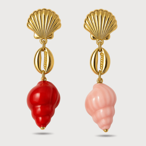 Seaside Scallop & Conch Drop Earrings
