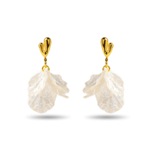 Ivory Petal Drop Earrings