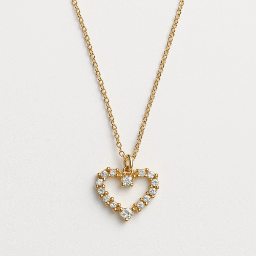 Sparkle Heart Gold Necklace
