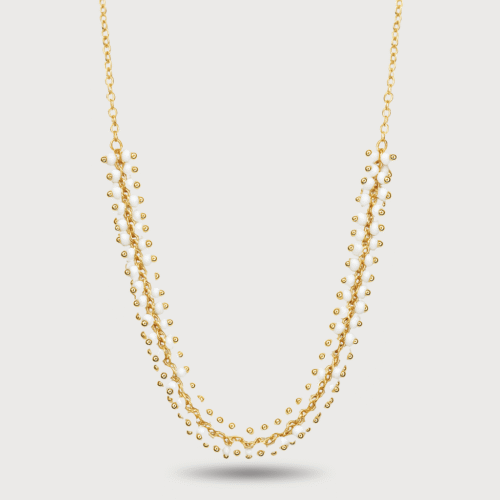 Dainty Duo Beaded Gold Necklace