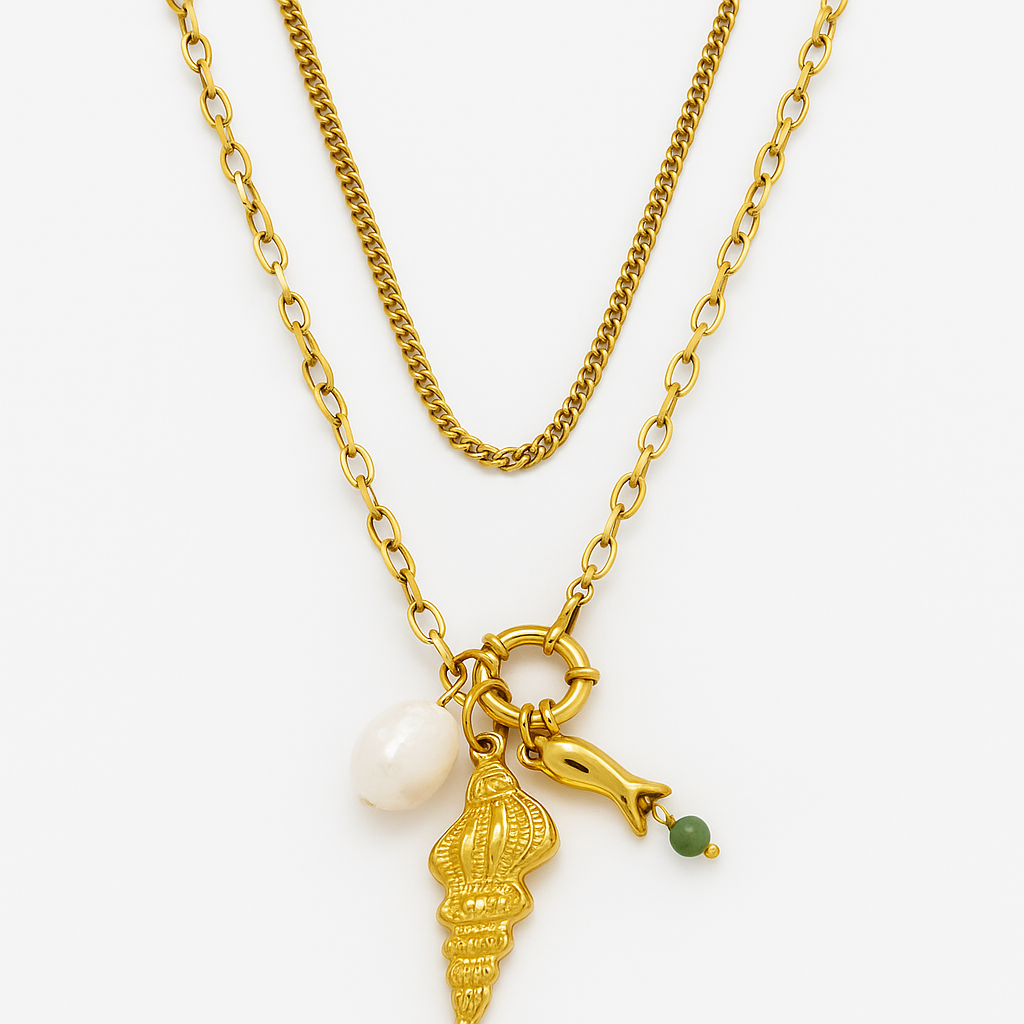 Ocean's Whimsy Two Layer Charm Necklace