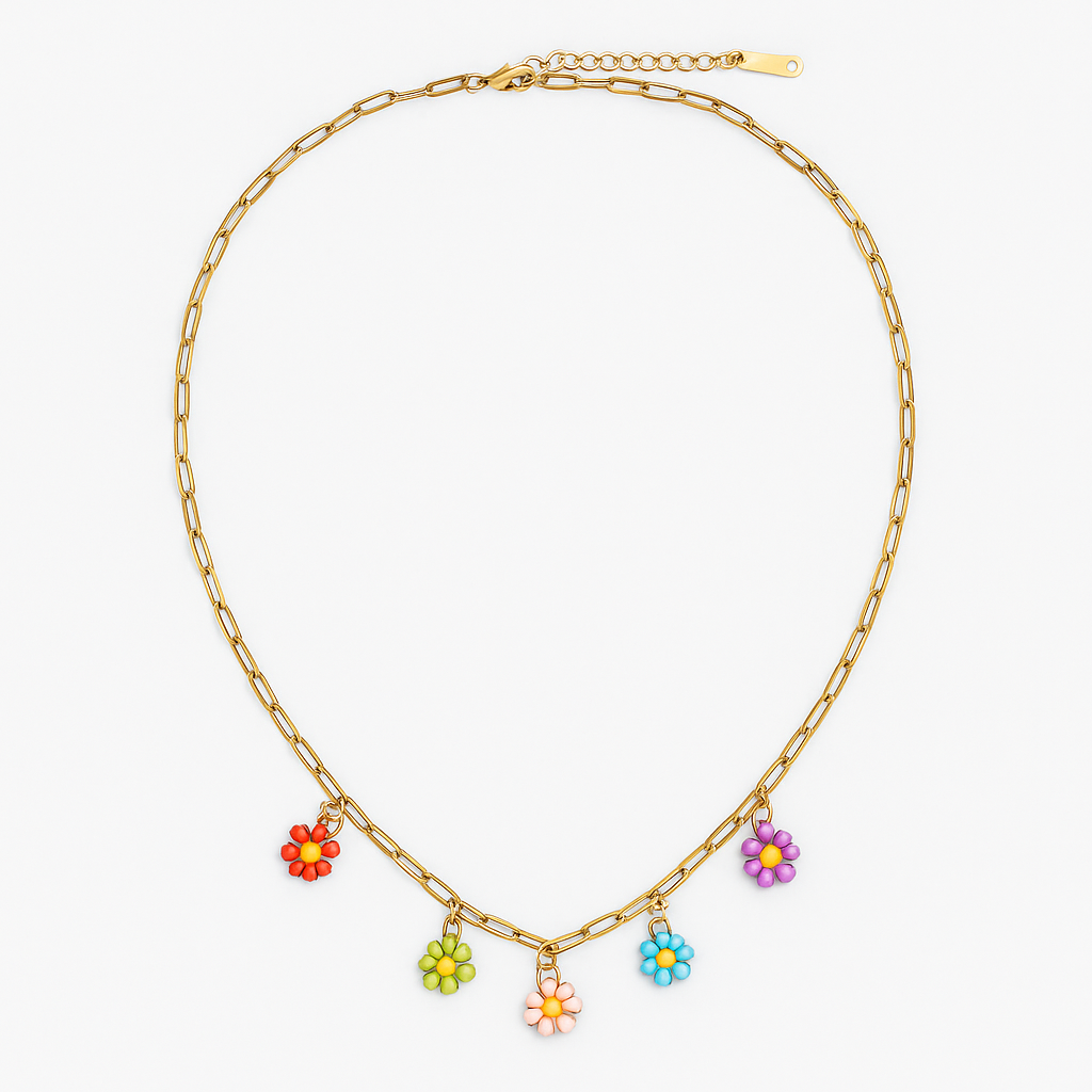 Rainbow Blossom Charm Necklace