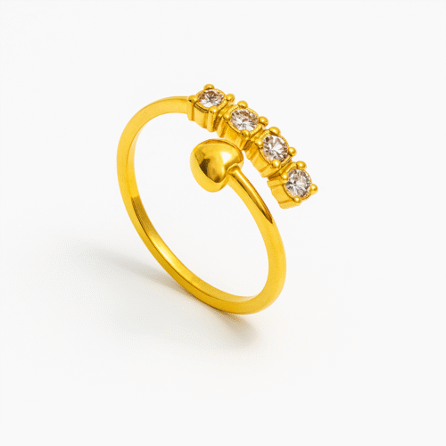 Heart & Sparkle Gold Ring