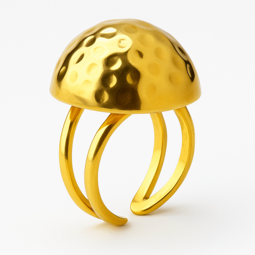 Golden Dome Hammered Ring