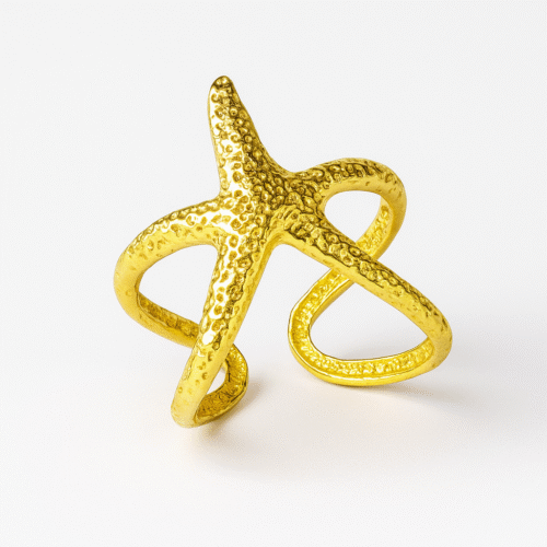 Hammered Starburst Cuff Ring