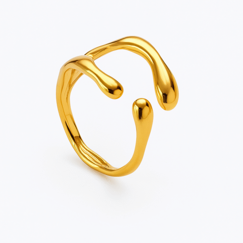 Abstract Drop Gold Ring