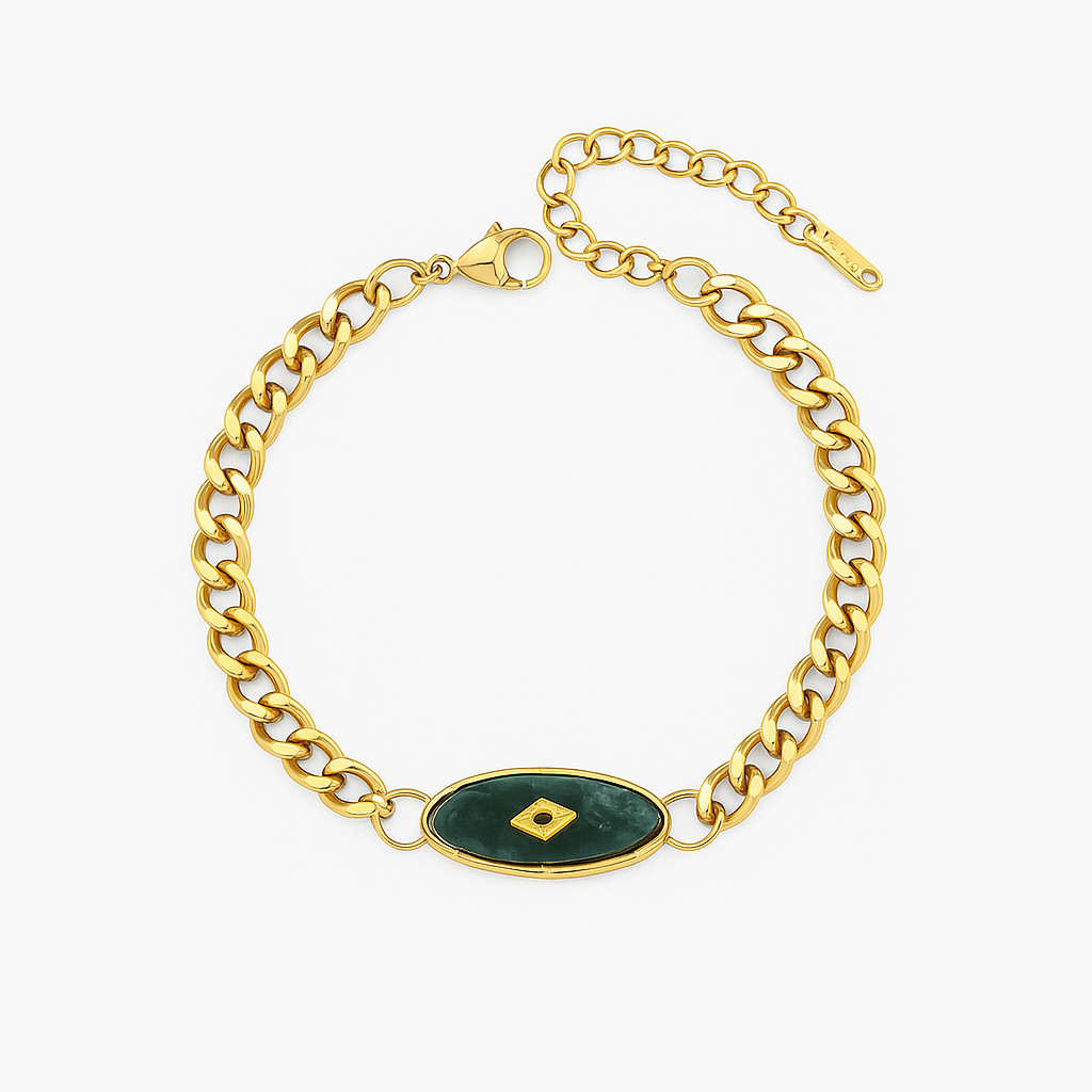 Home 14 Emerald Charm Chain Bracelet